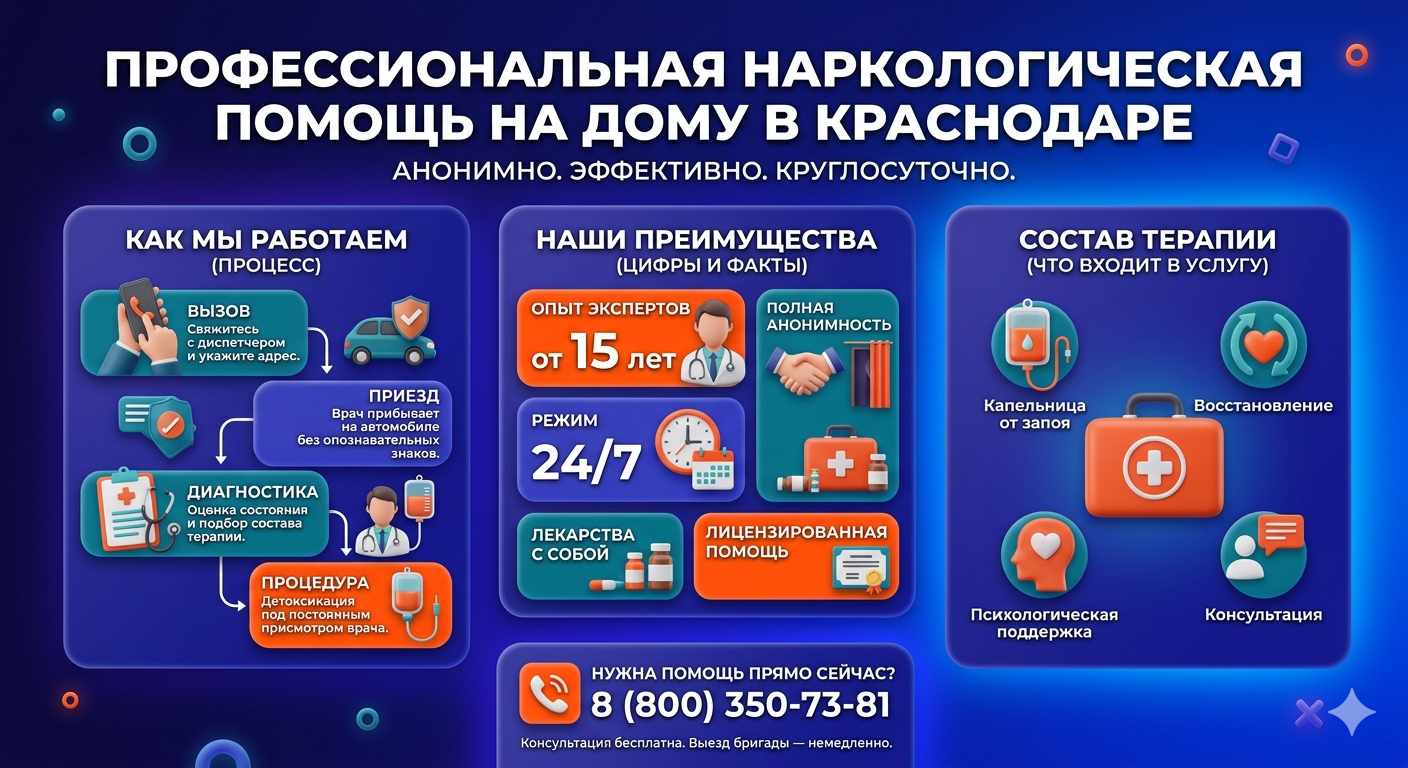 Инфографика о принципах лечения алкоголизма на дому в Львове: этапы вызова нарколога, преимущества анонимной детоксикации и состав медицинской помощи.